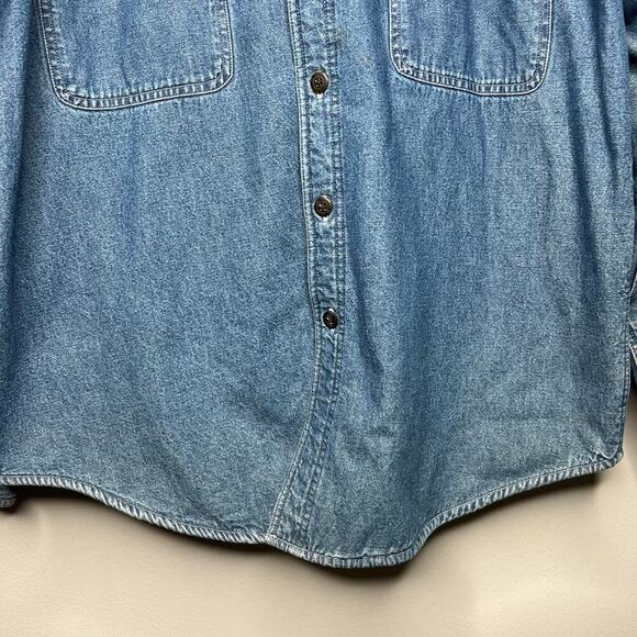 VTG American Blue Denim Barn Chore Coat Jacket Button Front Blanket Lined Sz L - Picture 5 of 8